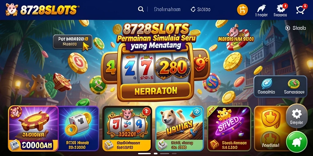 Screenshot gameplay 8728SLOTS dengan grafis yang memukau dan fitur menarik.