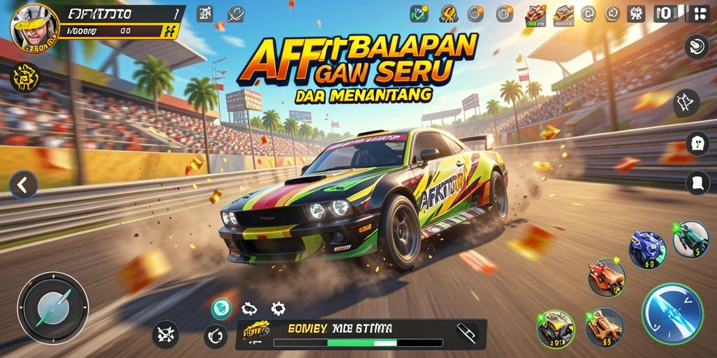 Screenshot gameplay AFKTOTO yang menunjukkan balapan seru dan mendebarkan.