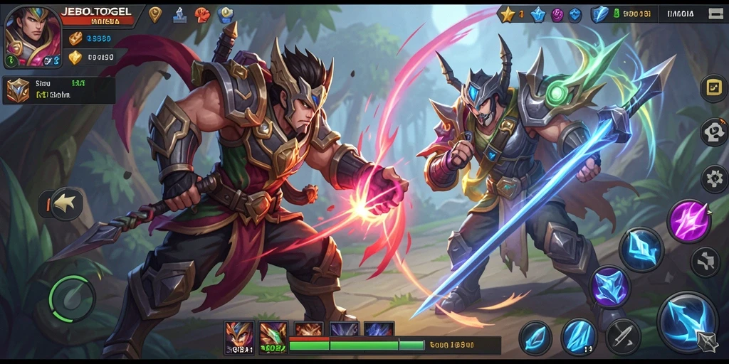 Tampilan gameplay seru dalam JEBOLTOGEL dengan karakter unik dan strategi tim.