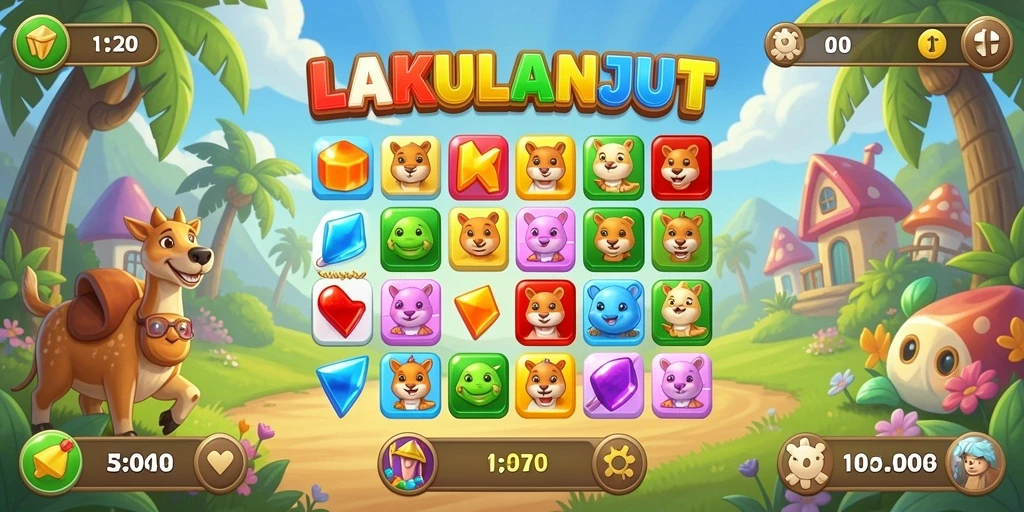 Screenshot dari gameplay seru LAKULANJUT yang menampilkan aksi Match-3.