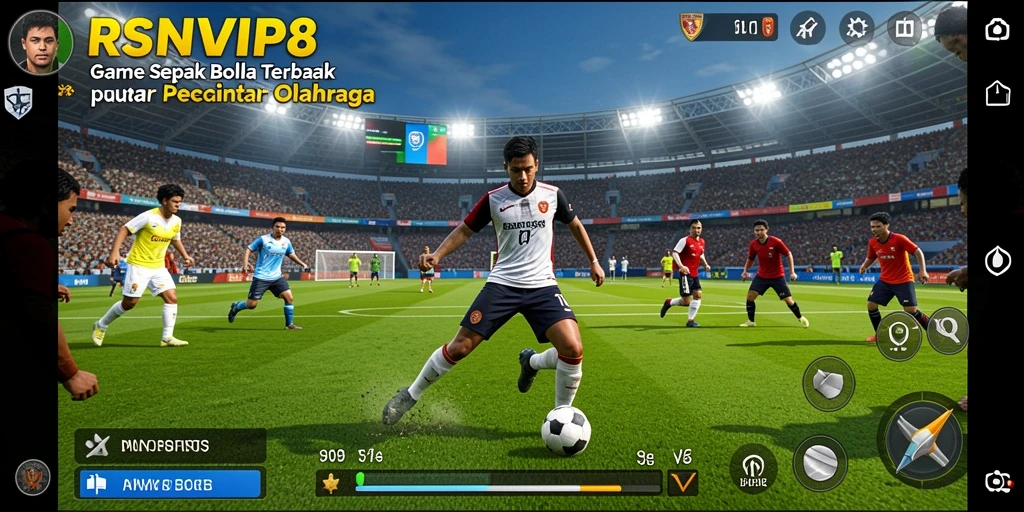 Tampilan gameplay RSNVIP8 dengan aksi sepak bola yang seru.